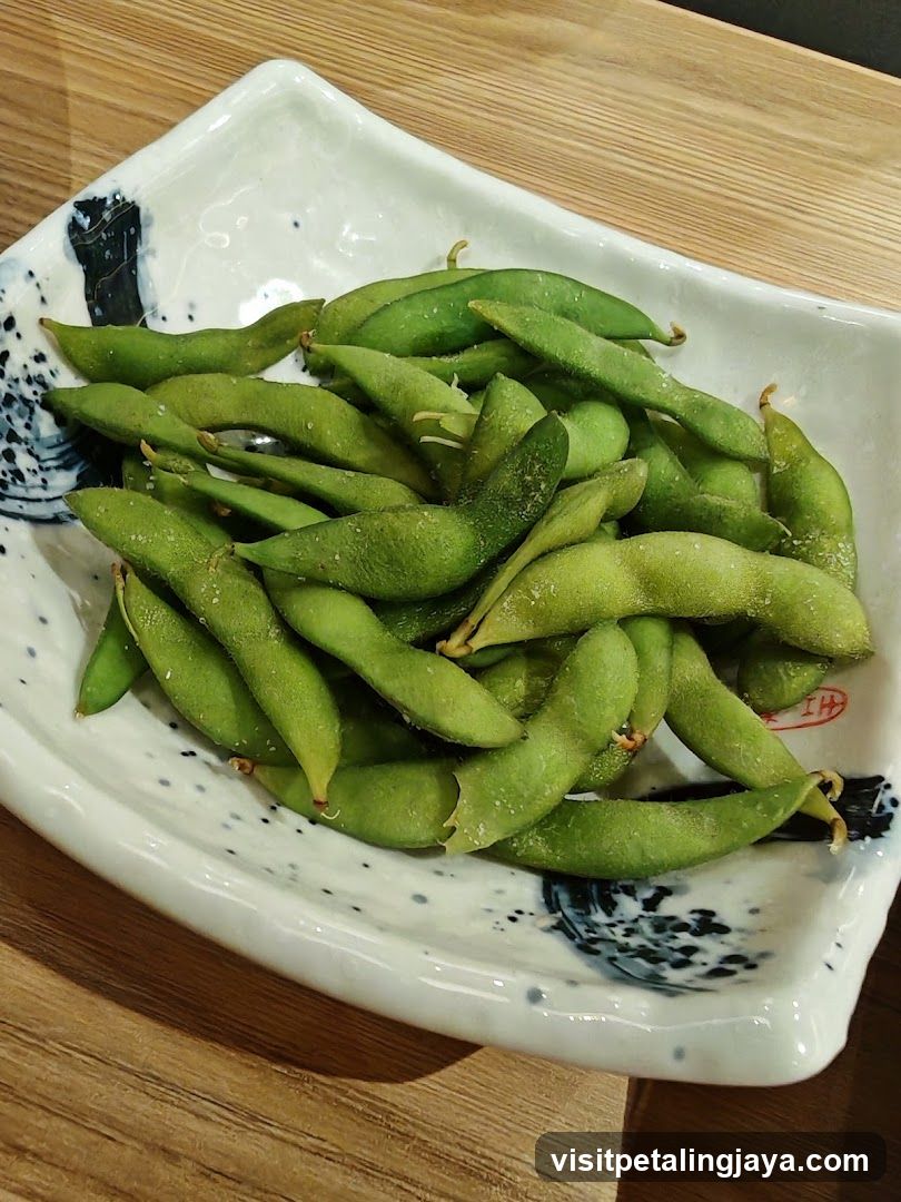 Edamame in a ceramic dish