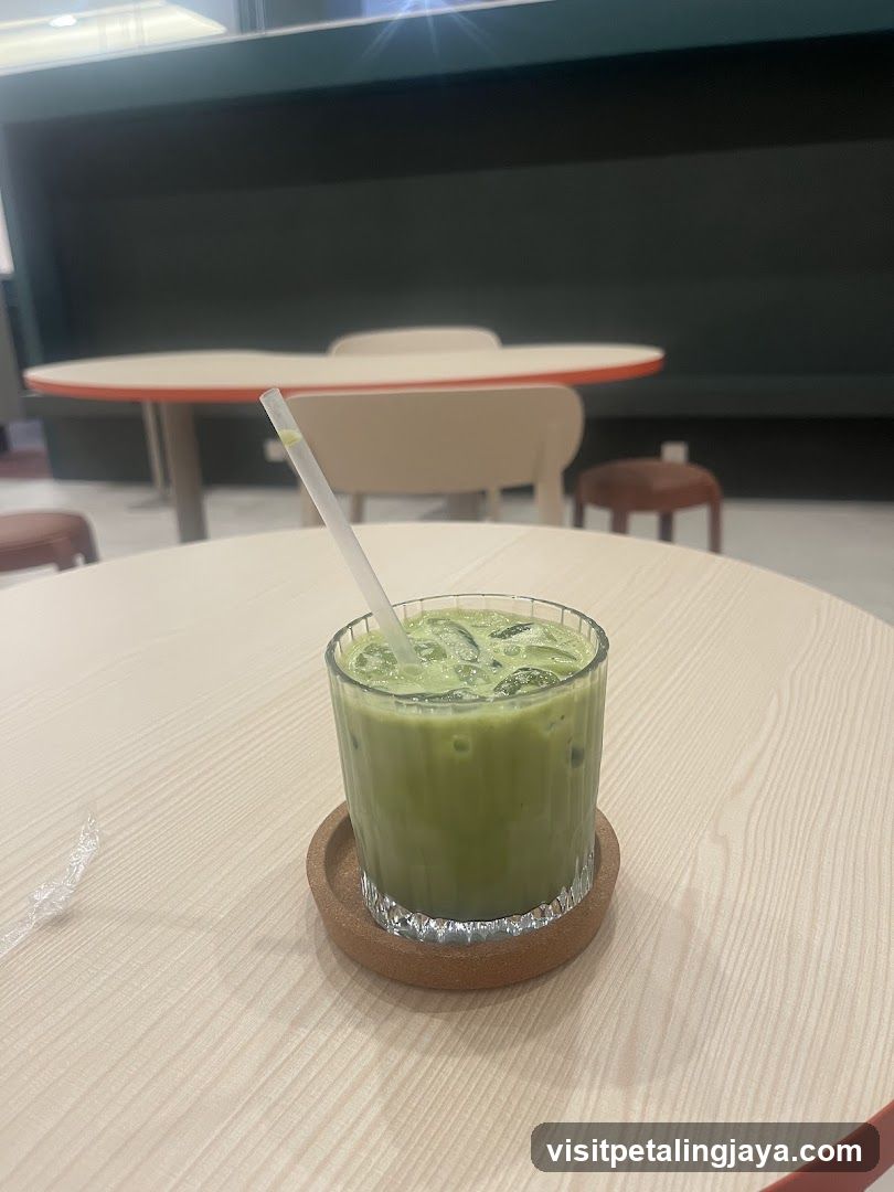 Matcha Latte in a Glass Cup