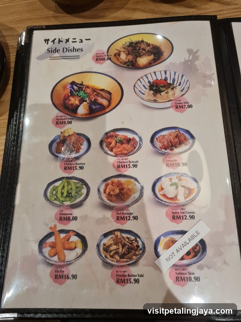 Side Dishes Menu