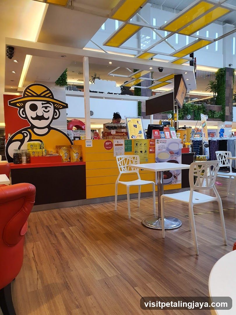 Food Court Interior with Counter and Seating Area