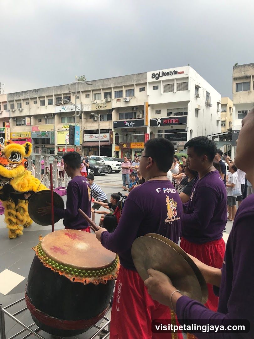 Street Performance with Lion Dance and Percussion