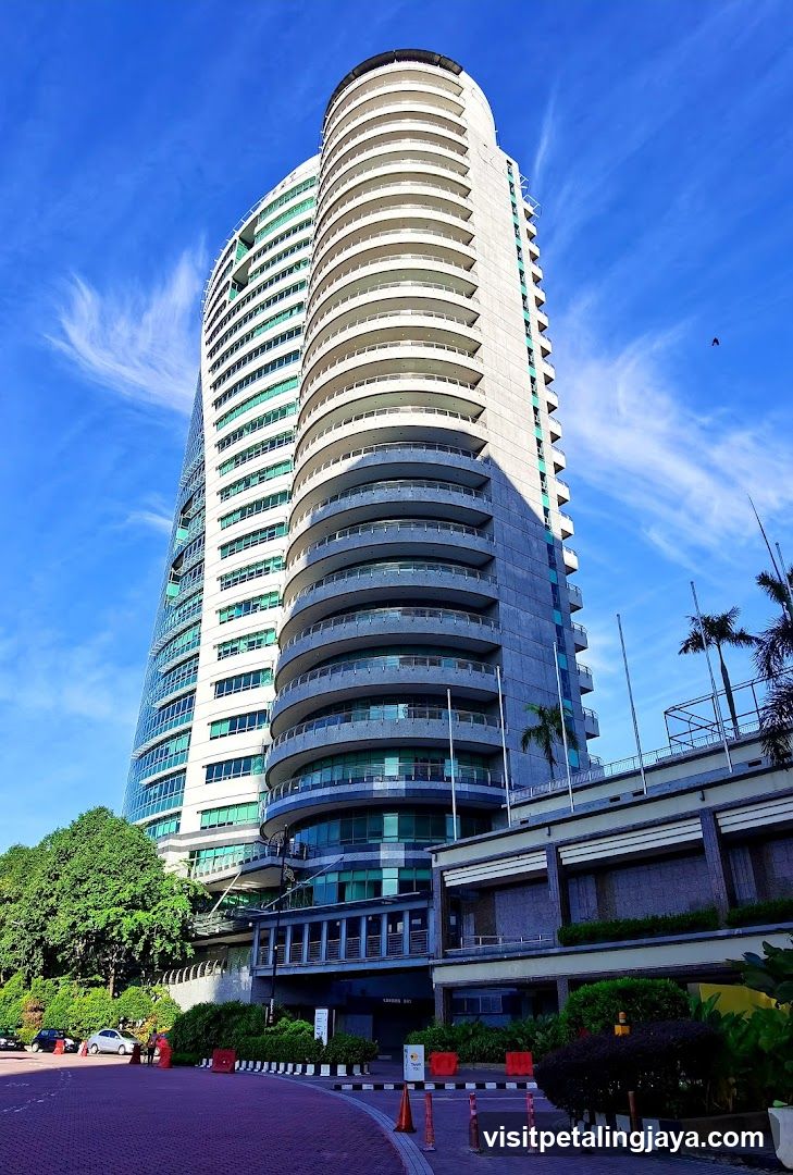 Tall curved building exterior