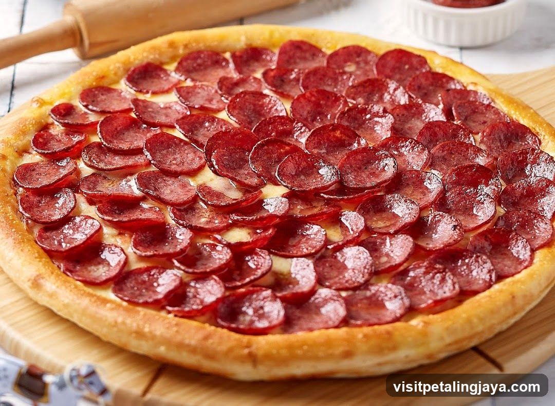 Pepperoni Pizza on Wooden Board
