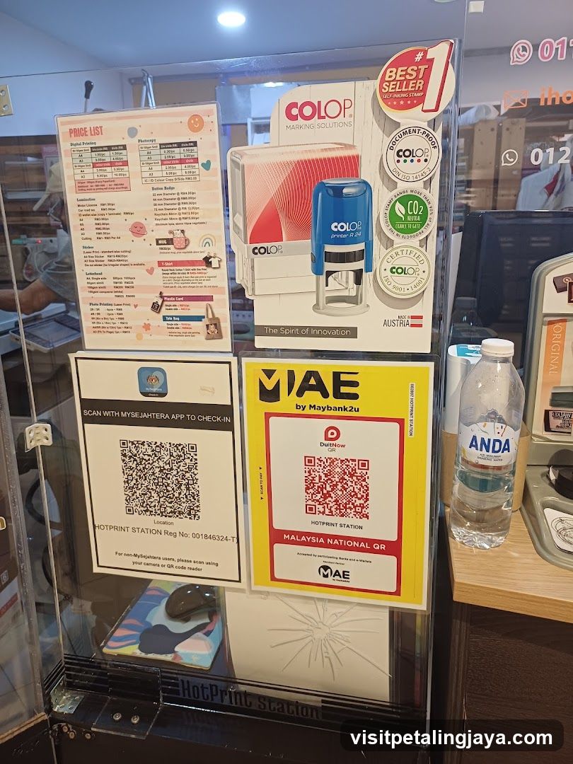 Store Display with QR Codes and Products