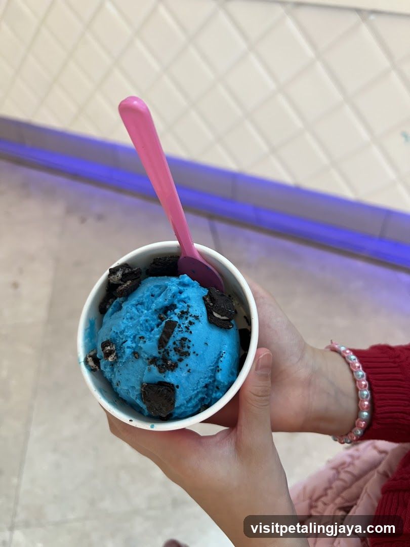 Blue Ice Cream with Cookies