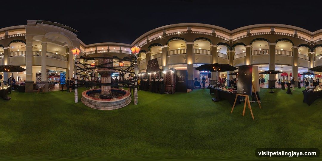 Evening Market Scene with Fountain and Stalls