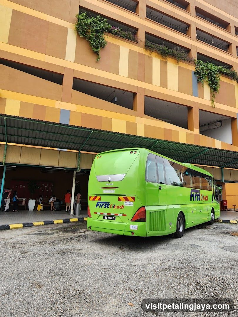 Green Bus at Bus Terminal