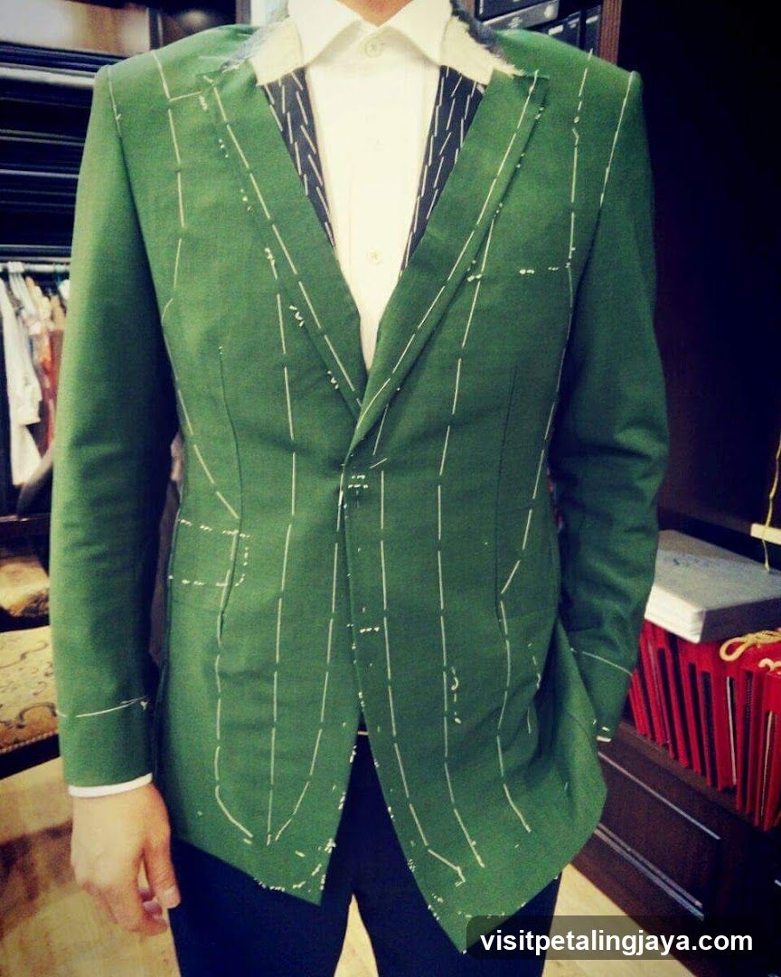 Green Suit with Pinstripes