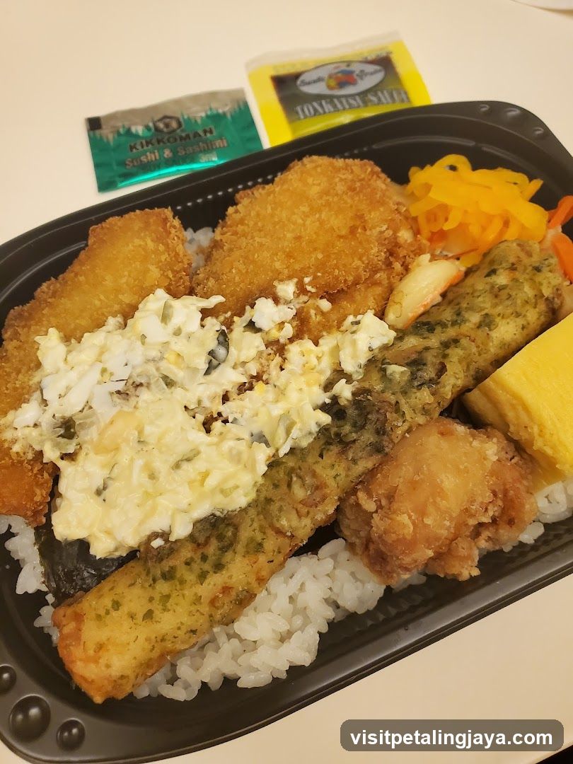 Fried Fish Rice Bowl with Sauce Packets