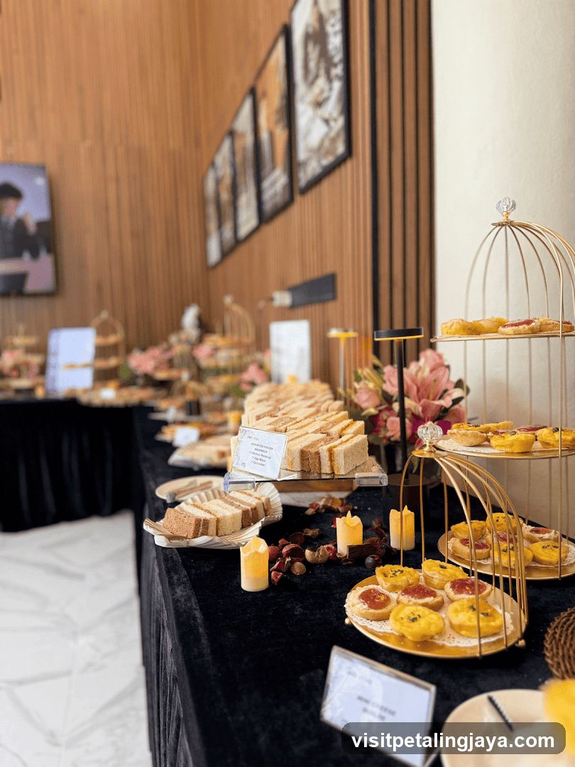 Buffet Table with Finger Foods and Pastries