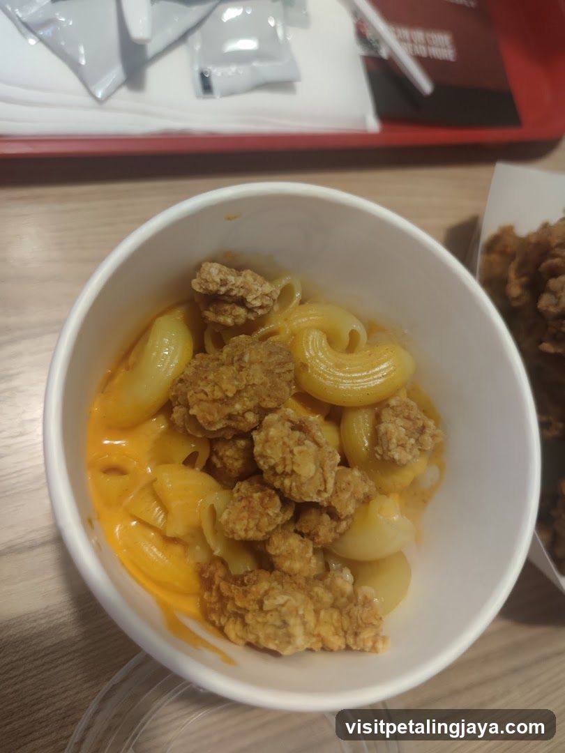 Macaroni and Cheese with Fried Chicken Bites
