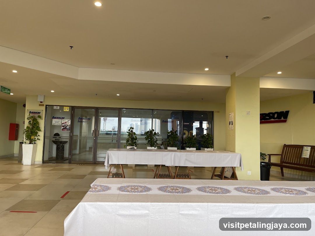 Lobby Interior with Tables and Plants