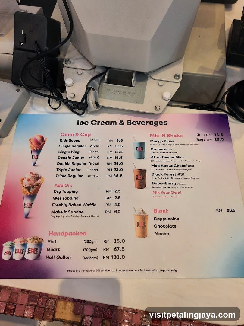 Ice Cream & Beverages Menu