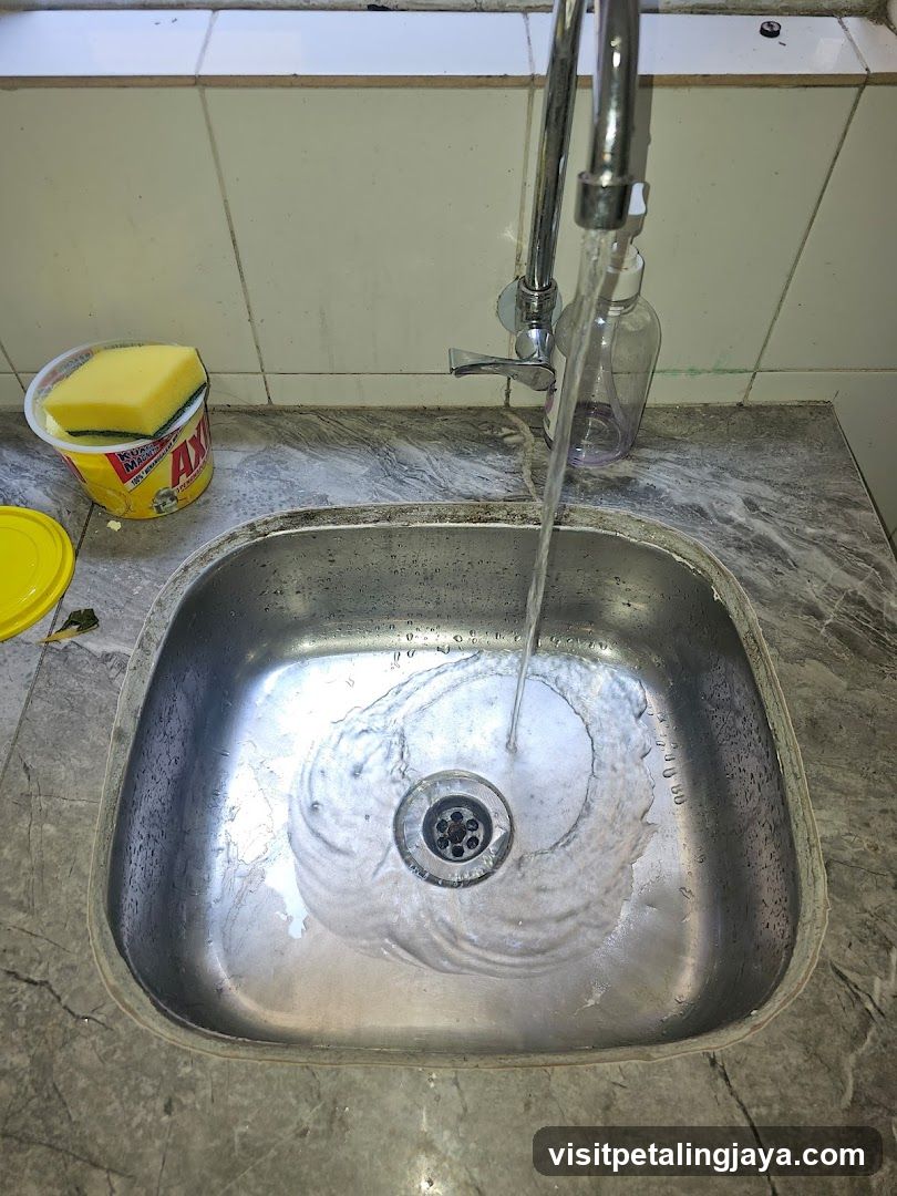 Kitchen Sink with Running Water