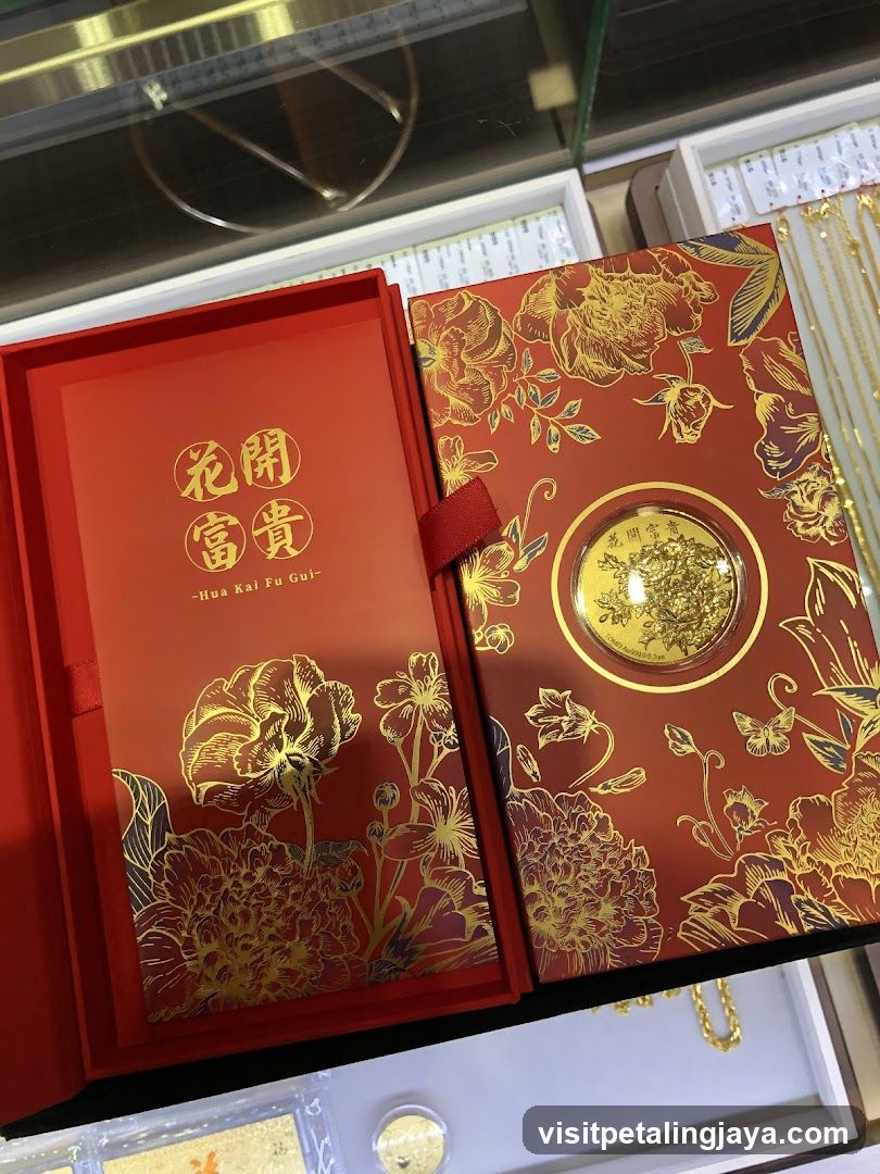 Red Gift Box with Gold Floral Design