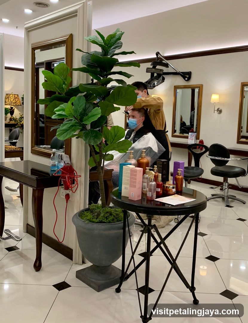 Hair Salon Interior with Stylist and Products
