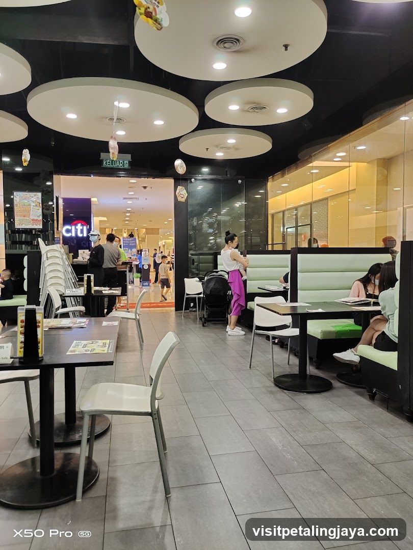 Interior of a food court or café