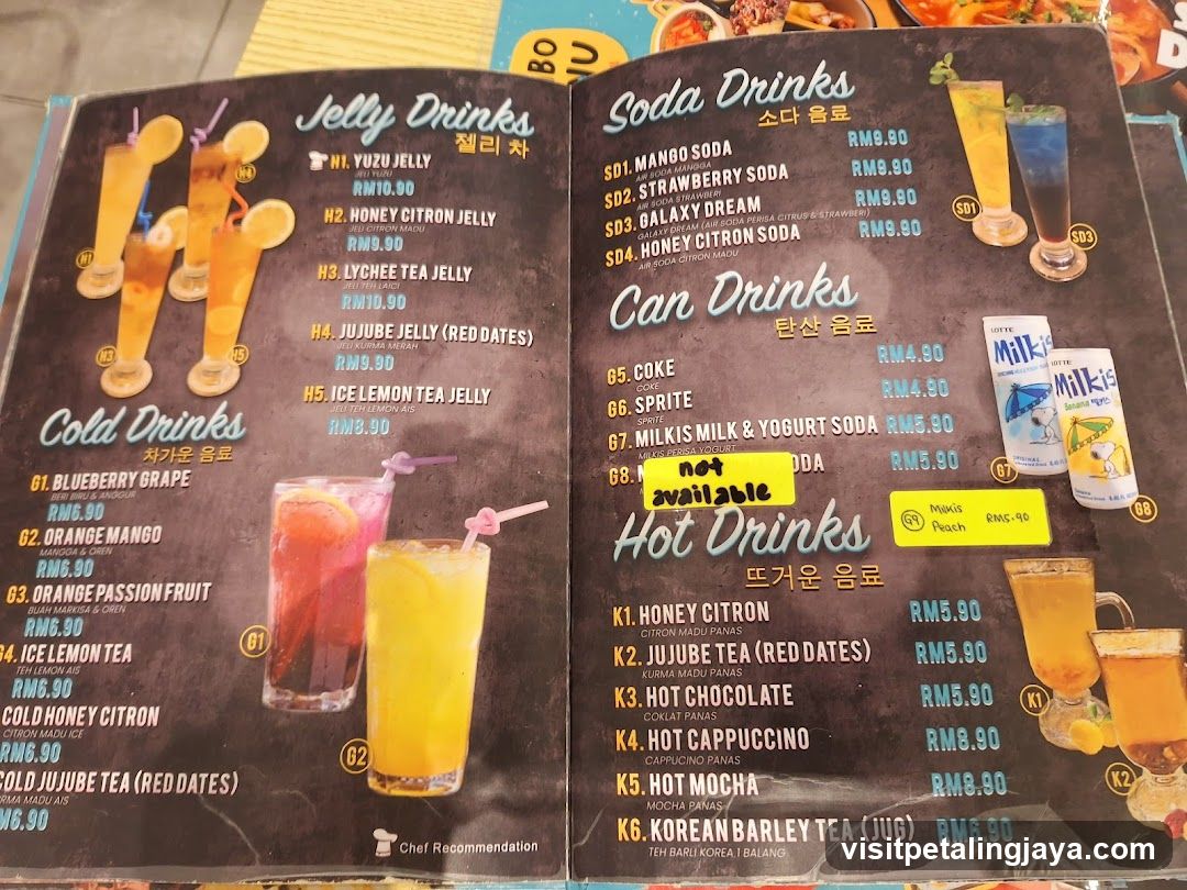 Jelly Drinks, Soda Drinks, Can Drinks, Hot Drinks Menu