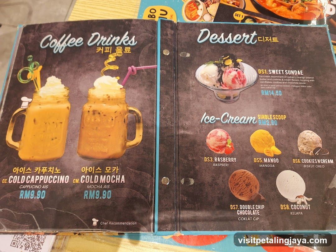 Coffee and Dessert Menu