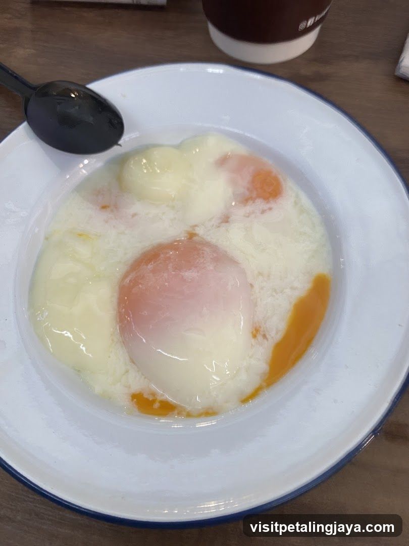 Soft-boiled eggs in a bowl