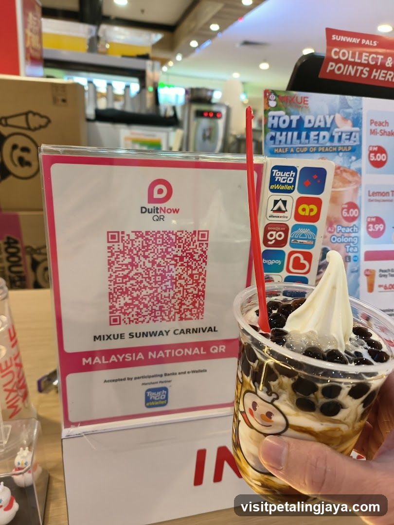 Mixue Sunway Carnival QR Stand and Drink