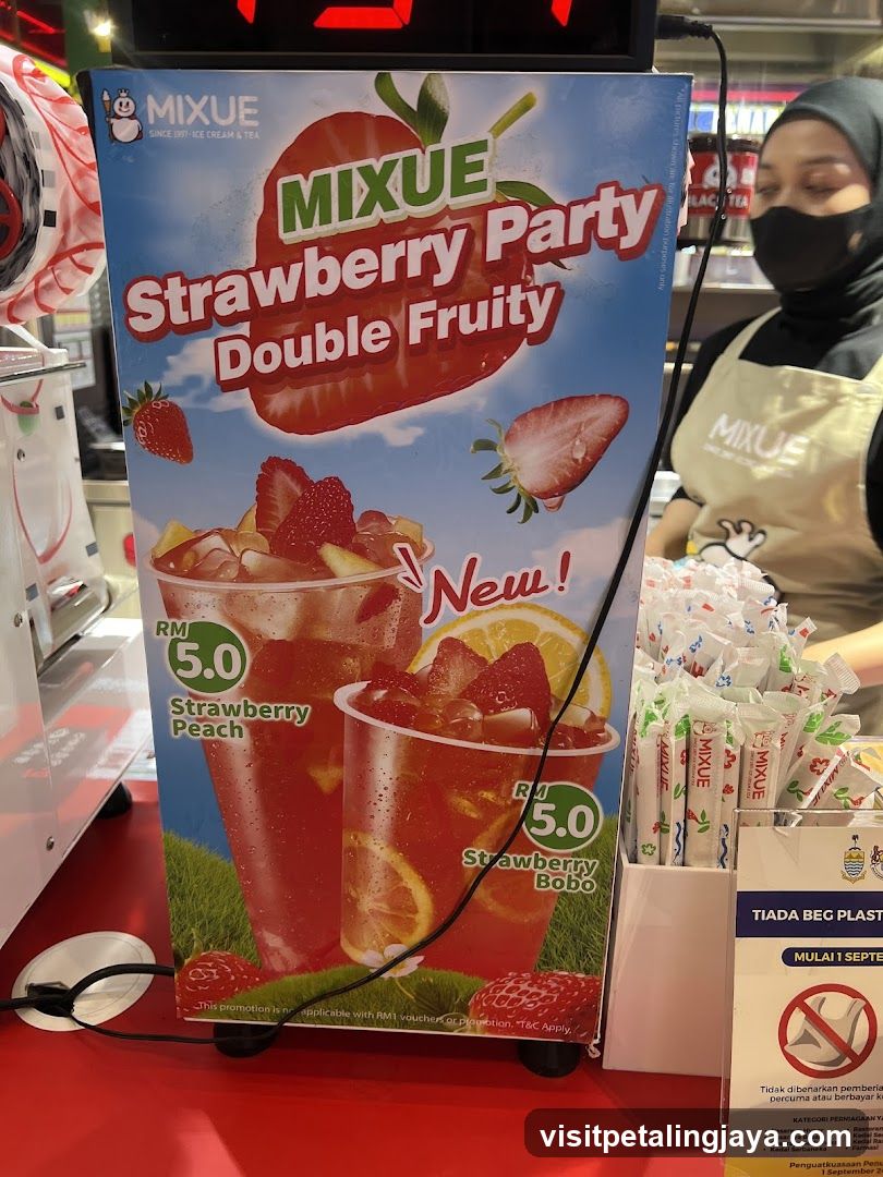 Mixue Strawberry Party Double Fruity Promotion Stand