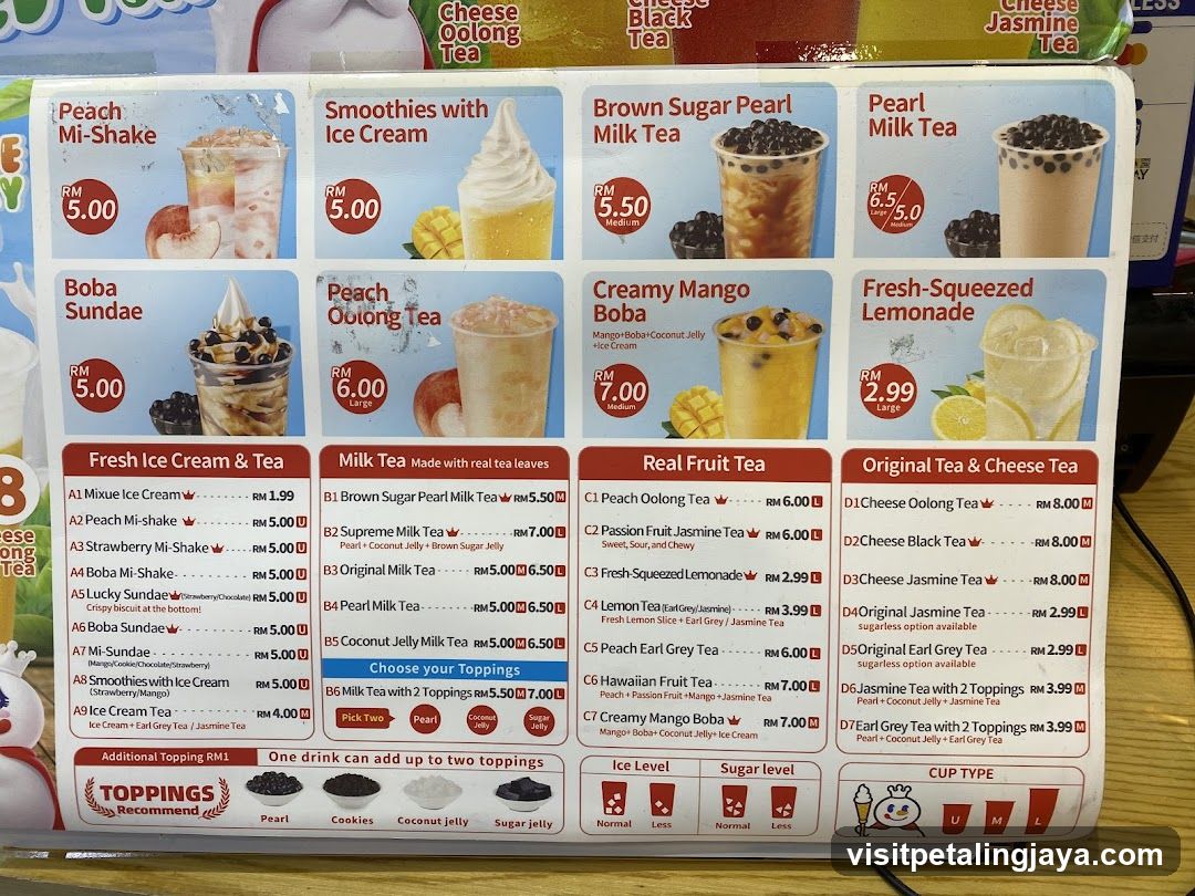 Boba Tea & Smoothie Menu Board