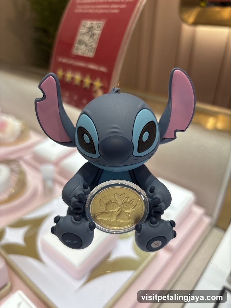 Stitch-themed merchandise display