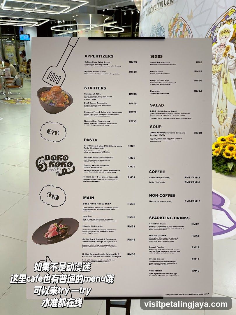 Doko Koko Cafe Menu Board