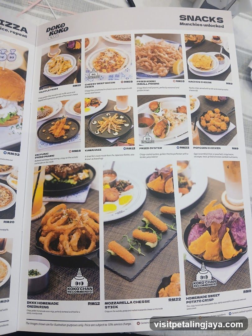 Doko Koko Snacks Menu