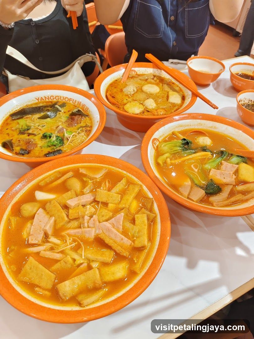 Dining table with bowls of food