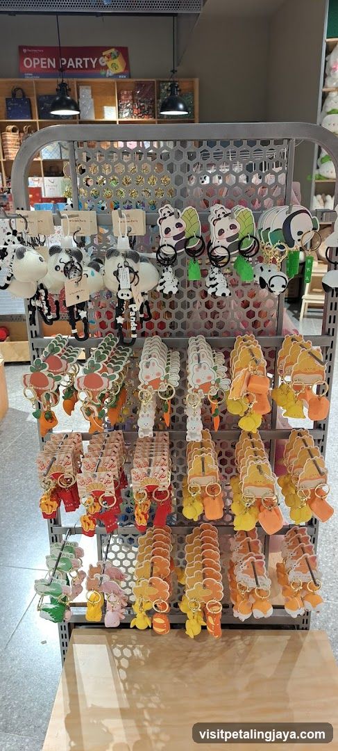 Merchandise Display with Keychains and Stickers