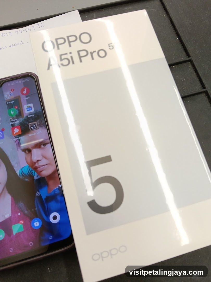 OPPO A5i Pro 5 smartphone packaging and device