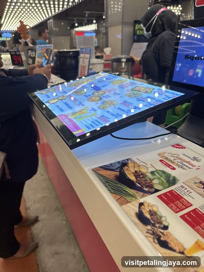 Food court counter with digital display