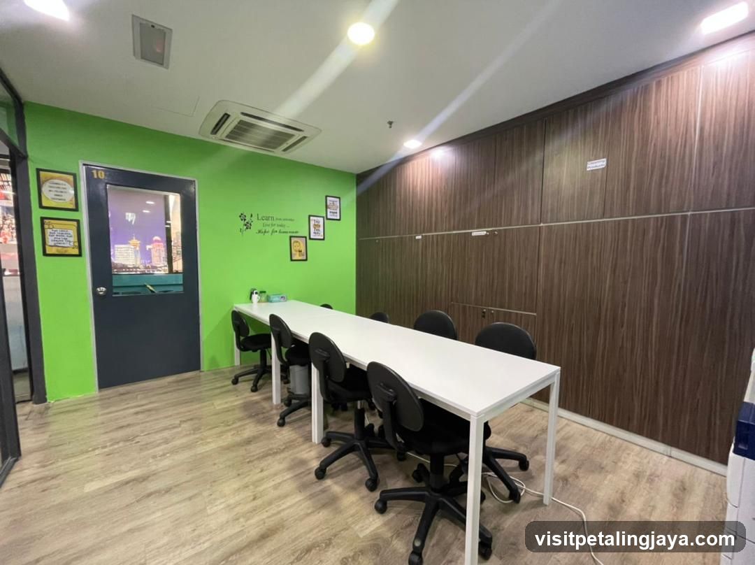 Interior Room with Green Wall and Long Table