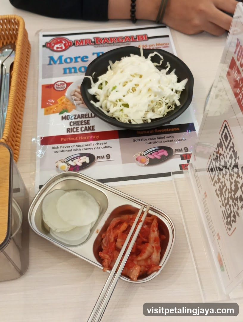 Food items on table with menu