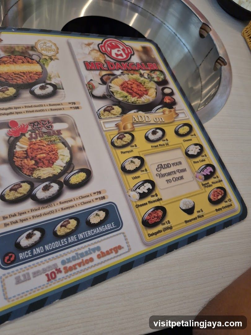 Mr. Dakgalbi Menu