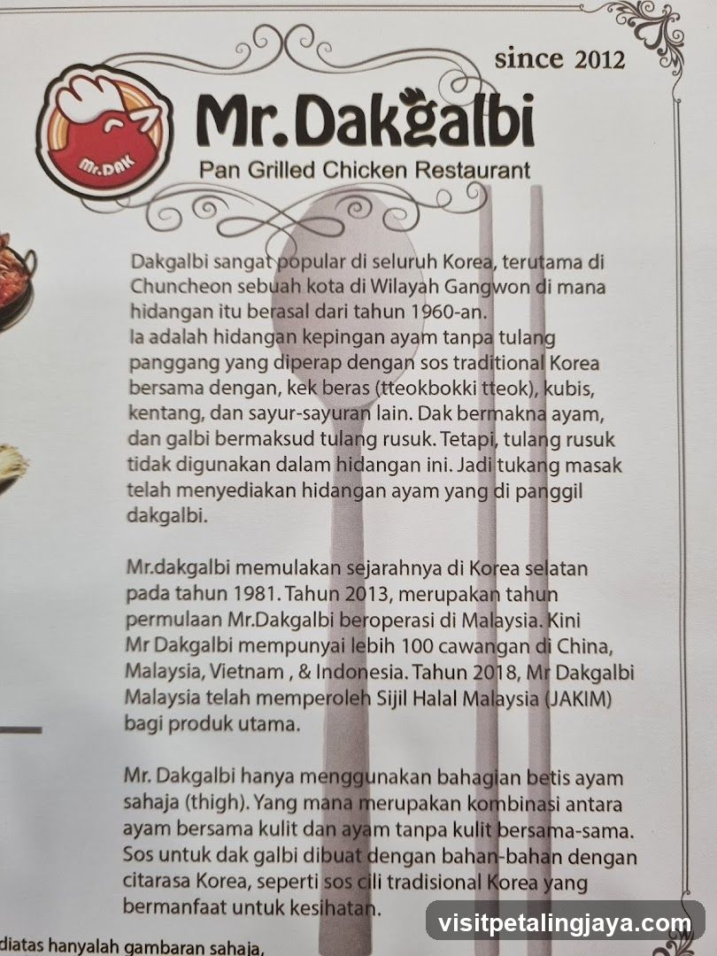 Mr. Dakgalbi Restaurant Information Poster