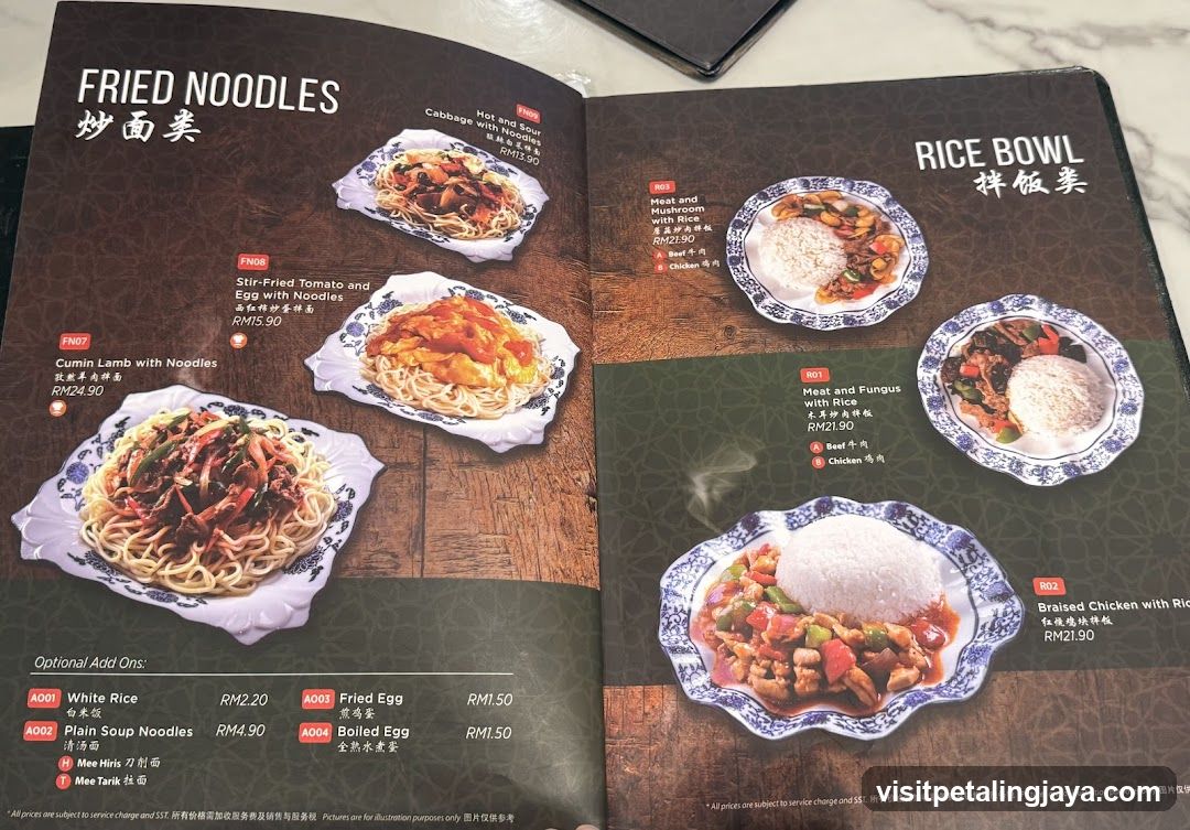 Fried Noodles and Rice Bowl Menu