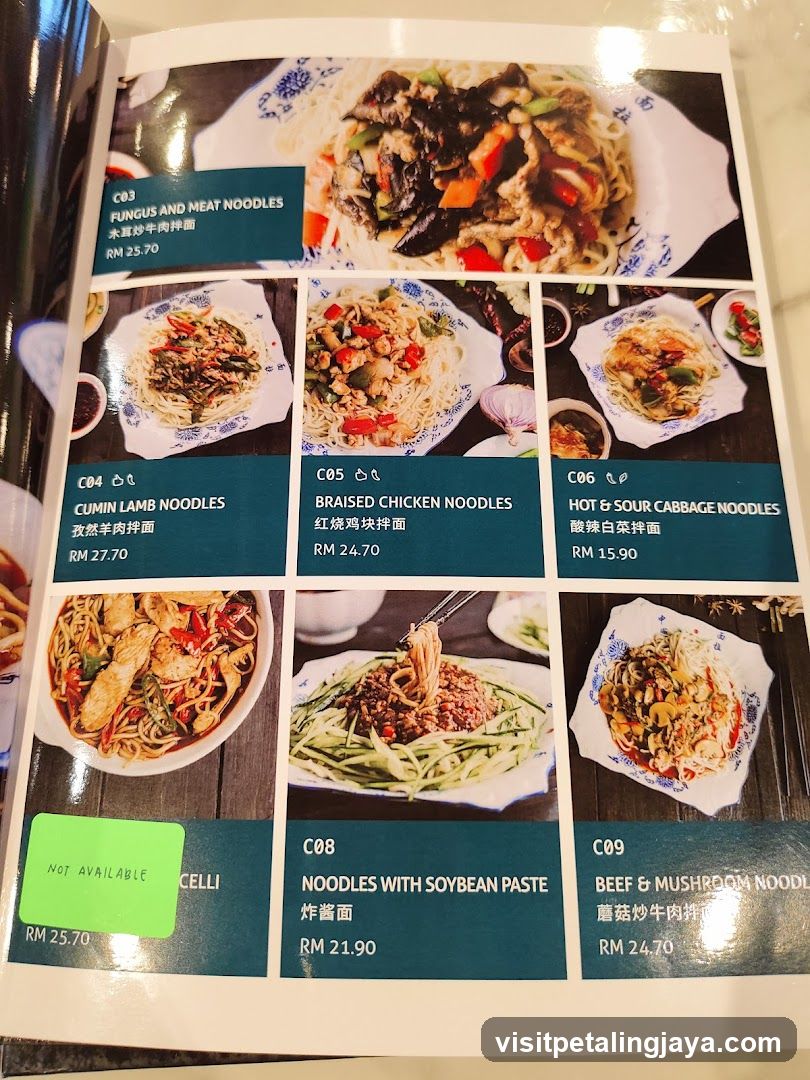 Noodle Dishes Menu