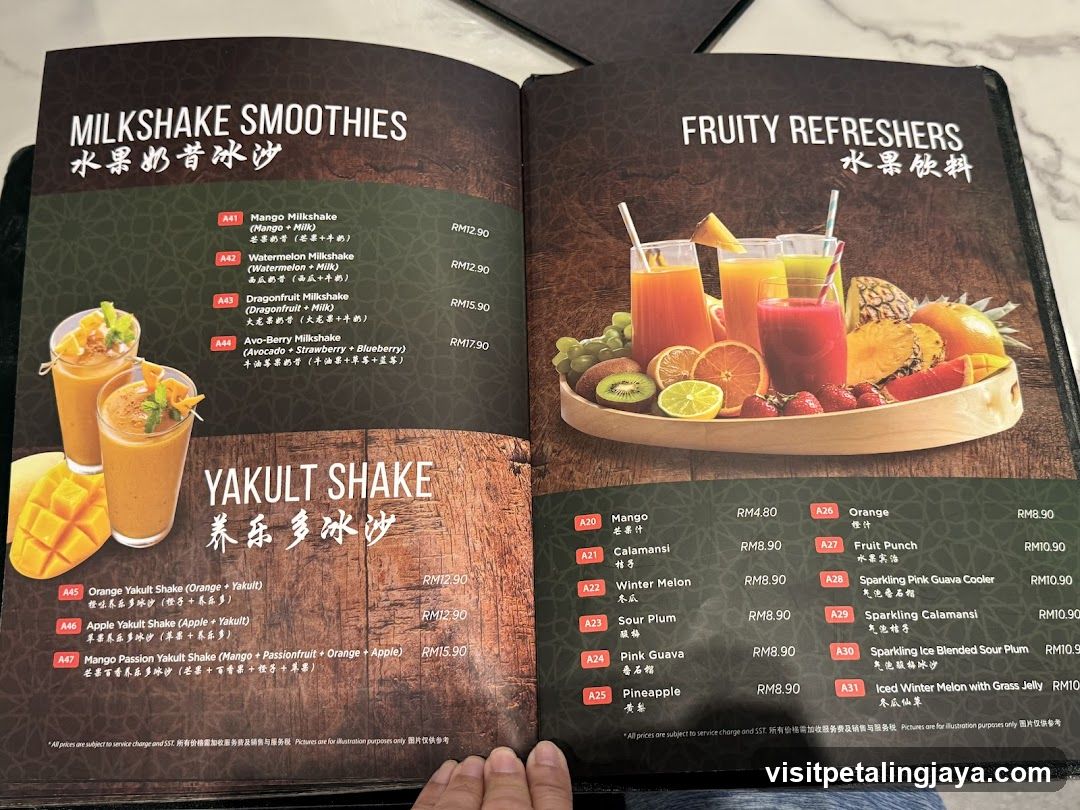 Milkshake Smoothies & Fruity Refreshers Menu