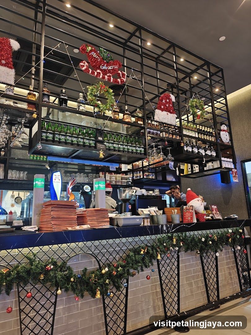 Bar Interior with Christmas Decorations