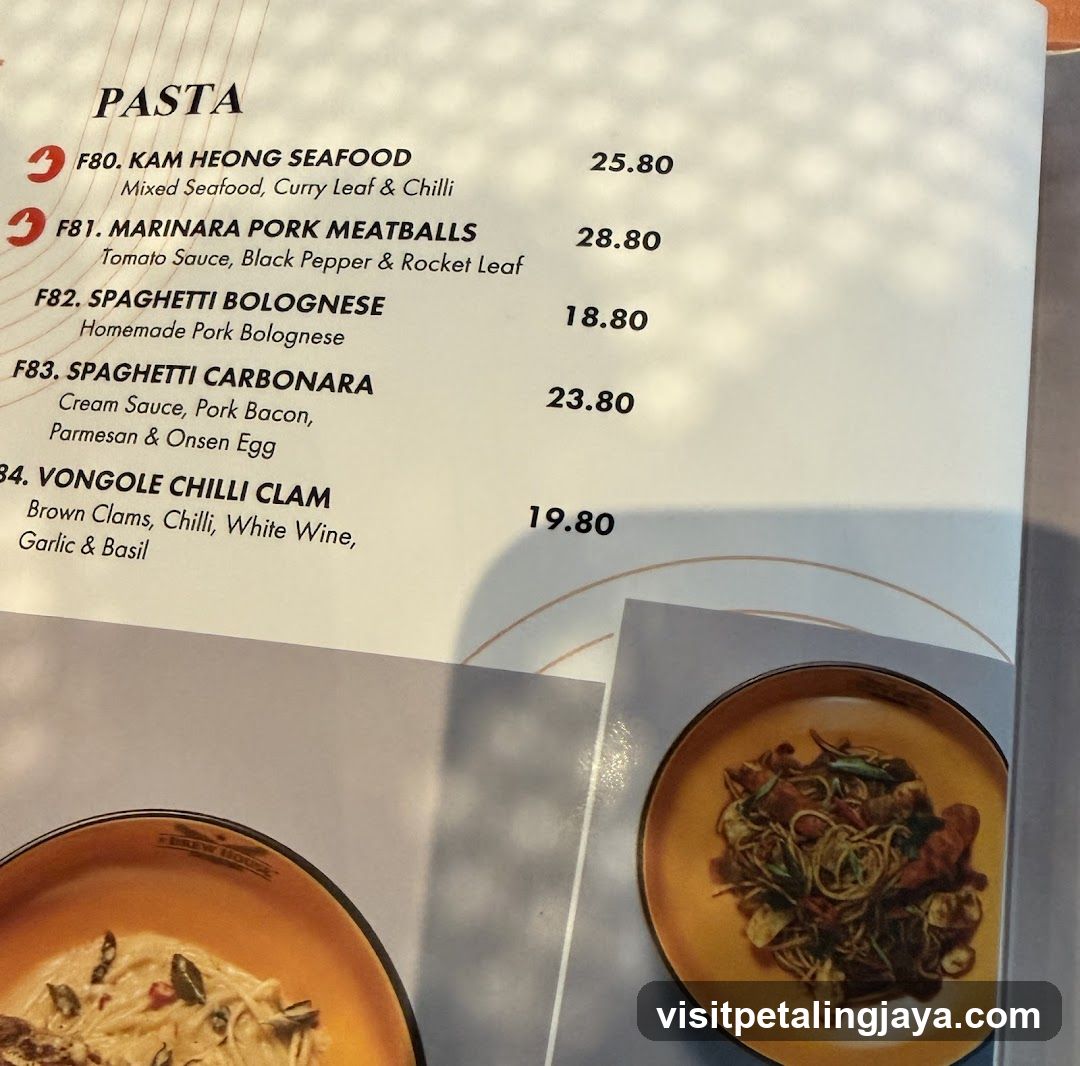 Pasta Menu