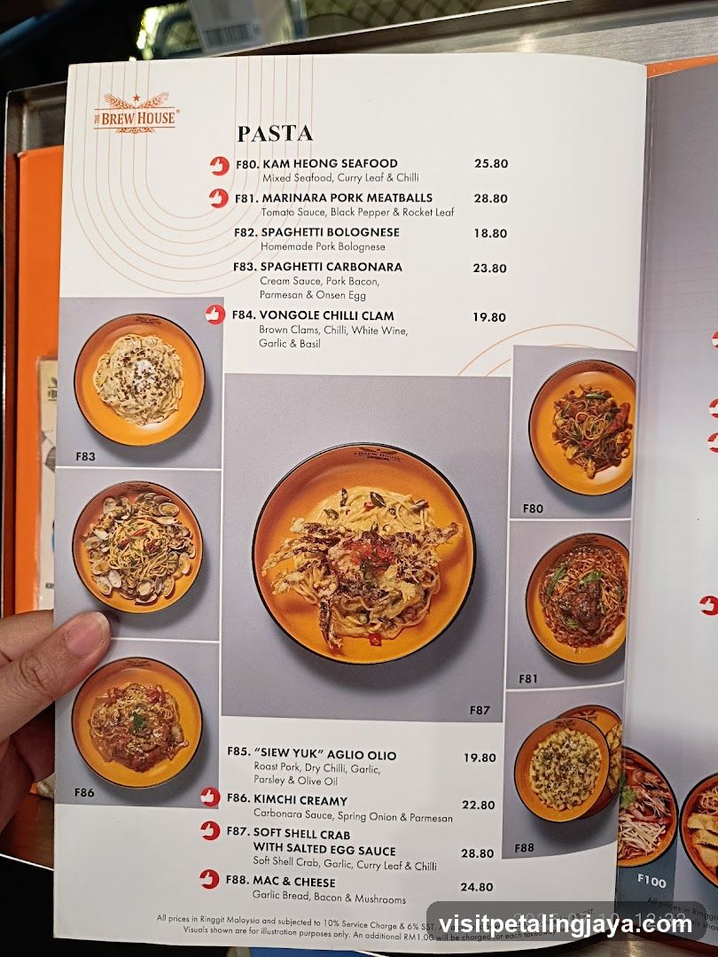 The Brew House Pasta Menu