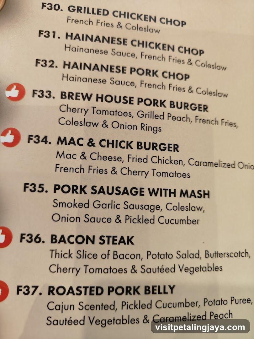 Restaurant Menu Section F30-F37