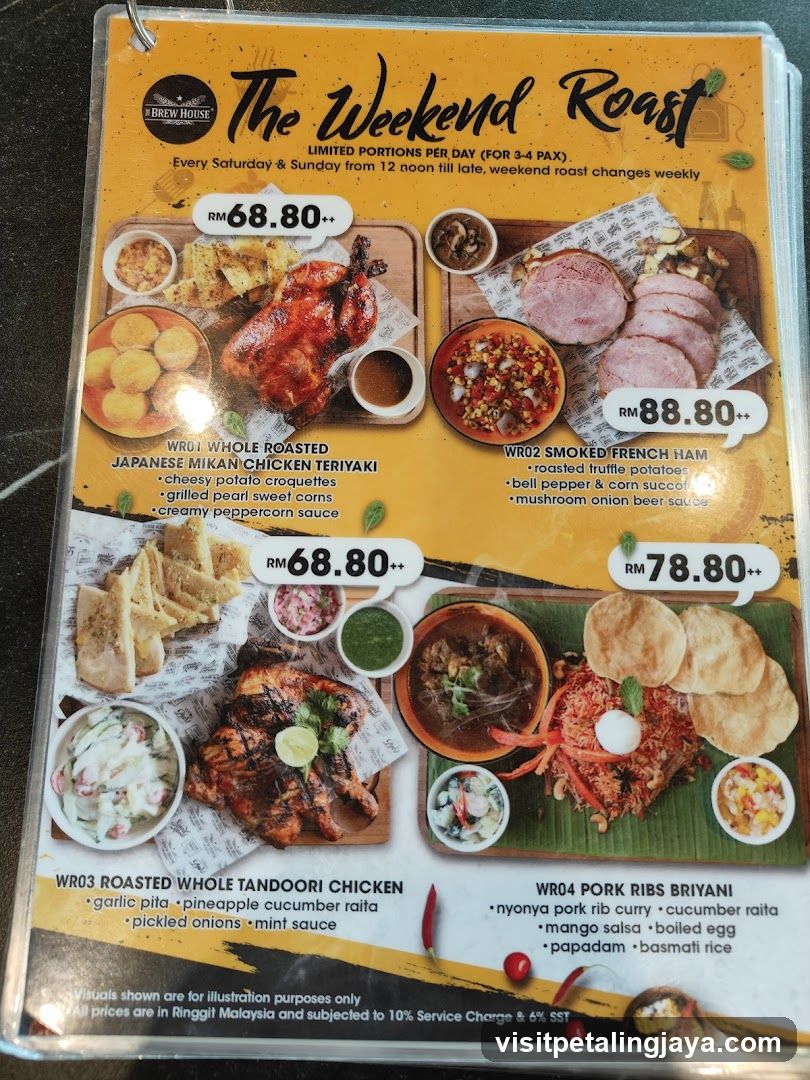 The Weekend Roast Menu