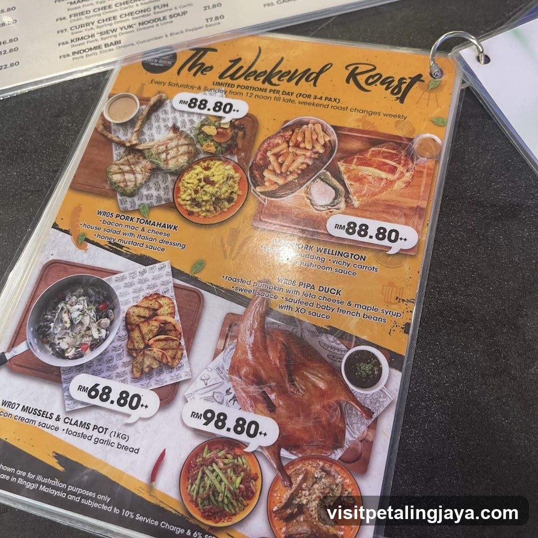 The Weekend Roast Menu