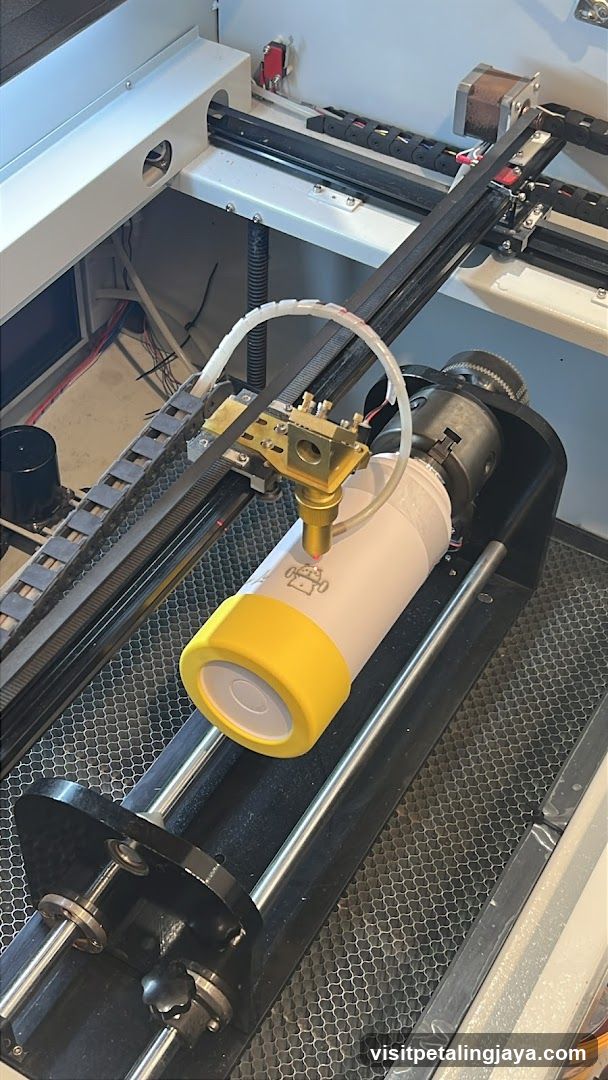 Laser engraving machine in operation