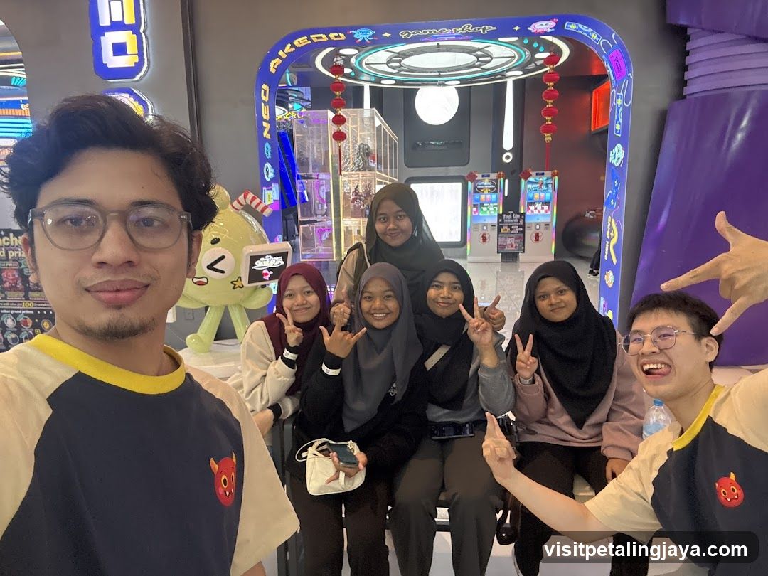 Group photo inside arcade
