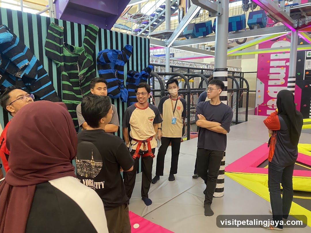Group in indoor adventure park